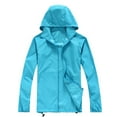 thumbnail image 2 of Harpily Plus Size Coat Women Solid Rain Jacket Outdoor Plus Size Hooded Windproof Loose Coat Water Proof Raglan Cuff Storage Bag Light blue Blue XL, 2 of 4