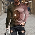 thumbnail image 1 of Blusas y camisas de manga larga con cuello redondo para hombre, blusa informal de manga larga con cuello redondo y estampado de rayas, blusa de poliéster para hombre, 1 of 5