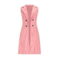 thumbnail image 5 of Rohuuque Women's Longline Suede Blazer Vest Faux Leather Trim Button Notched Lapel Waistcoat with Pocket for Layering over Shirts Dresses Pink, 5 of 9