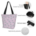 thumbnail image 5 of Vsdgher Flamingo print Reusable Shopping Grocery Bags for Women Shopping with Pouch Foldable Pouch Lightweight Polyester Fabric, 5 of 6