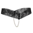 thumbnail image 1 of Bragas sin entrepierna para mujer, tanga de encaje transparente, ropa interior con cuentas, color negro, 1 of 6