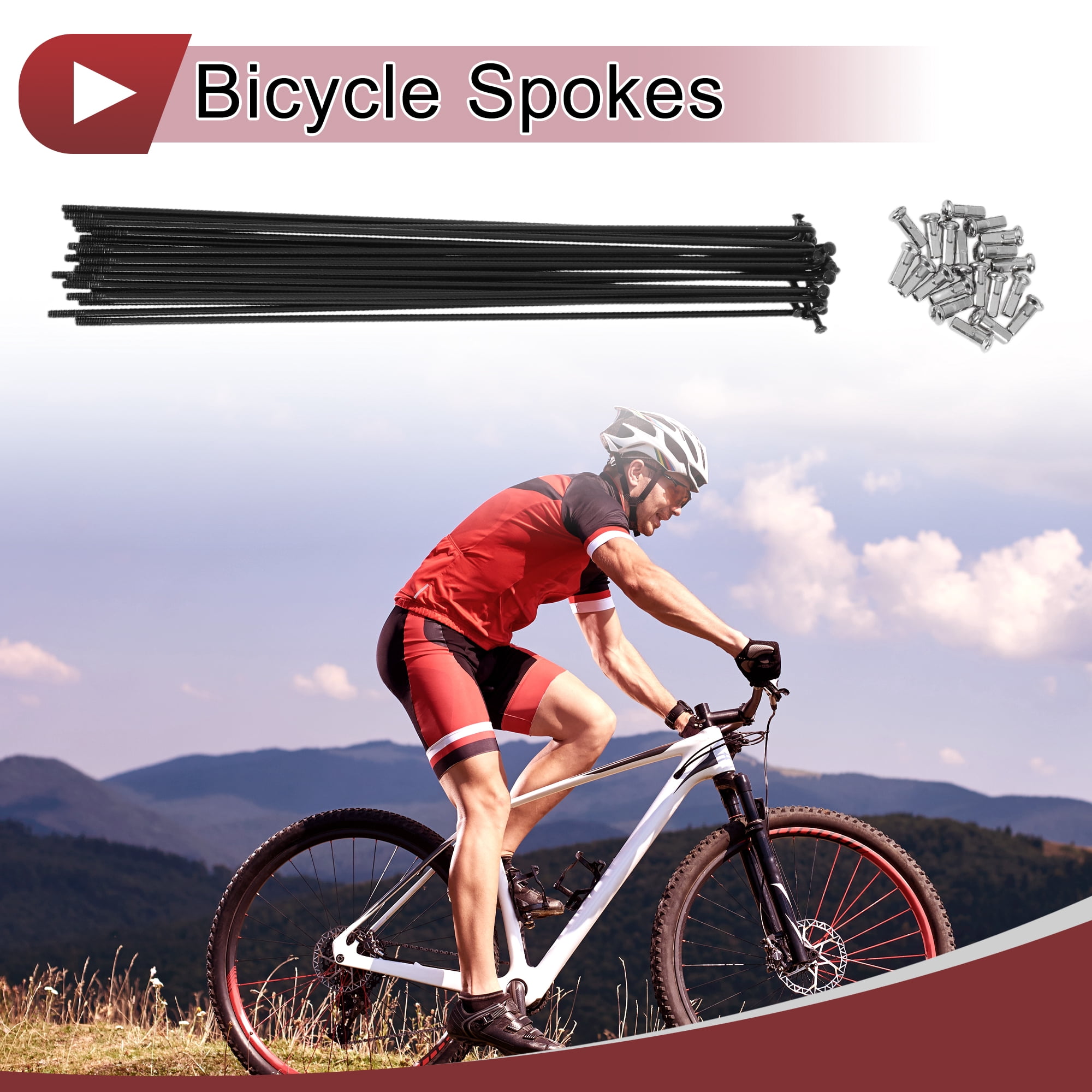 Unique Bargains 20 Set 13G Bicycle Spoke Bike Wheel Spokes 304 Stainless Steel Black-227mm