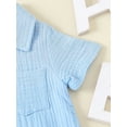 thumbnail image 6 of FEORJGP Toddler Baby Girls Boys Shirts Romper 0-2Y Infant Short Sleeve Jumpsuits Solid Color Turn-Down Collar Bodysuit Newborn Summer Loose Casual Clothes, 6 of 9