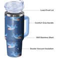 thumbnail image 3 of Shark Tumbler with Handle and Straw, 40 oz Stainless Steel Pink Insulated Cup with Lid and Straw,Travel Coffee Mug Water Bottle, Birthday Christmas Mothers Day Gifts for Animal Lovers Women, 3 of 6