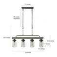 thumbnail image 3 of LNC 4-Light Farmhouse Black Linear Chandelier with Mason Jar Glass for Kitchen Island, 3 of 12
