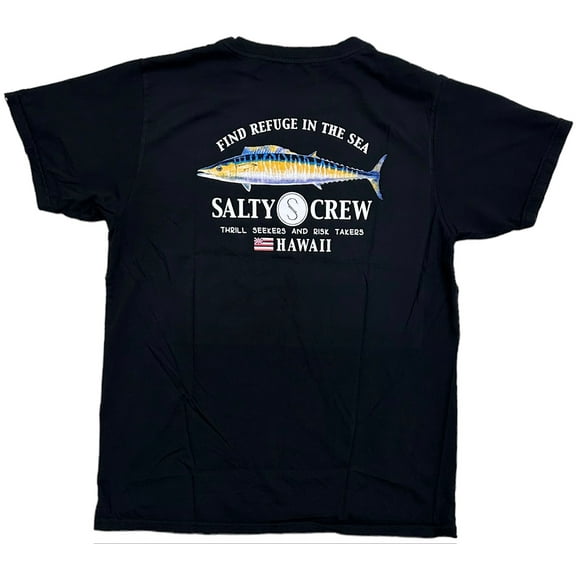 Salty Crew Women's T-Shirt Wahoo Hawaii Island Boyfriend Relaxed Fit Premium Tee (X-Small, Vintage Black)