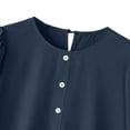 thumbnail image 5 of Lenpel Dresses for Women Trendy Button Crew Neck Short Sleeve Knee Length Midi Dresses Casual Loose Ruffle Hem T Shirt Dresses, 5 of 6