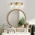 thumbnail image 2 of Gold Vanity Lights for Bathroom 3 Lights Industrial Wall Mounted Over Mirror Wall Lights with Glass Cover, 2 of 8