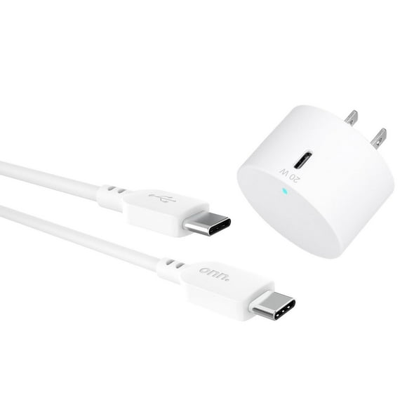 onn. Fast Charging USB Certified Wall Charger Kit with 20W Power Delivery for Smartphones