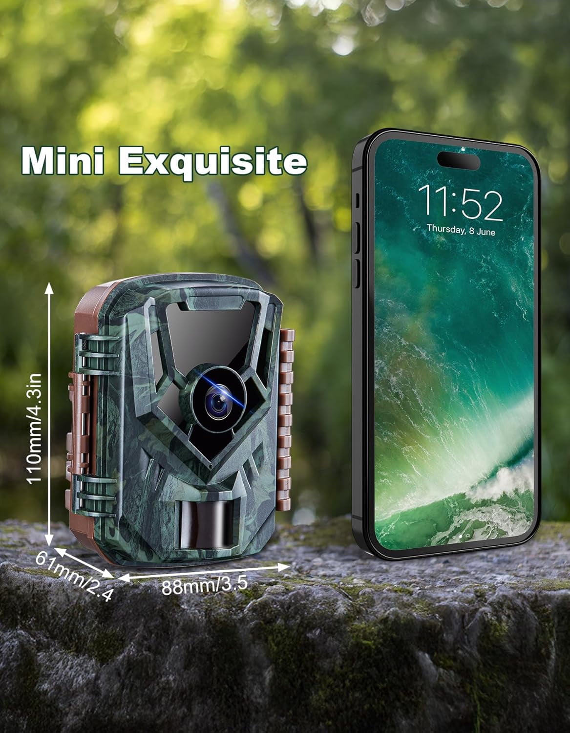 Trail Camera 36MP 2.7K, Mini Game Camera with Night Vision 0.1s Trigger Time Motion Activated 130°Wide-Angle, Waterproof Trail Cam with 2.0” HD TFT Screen, Hunting Camera for Wildlife Monitoring