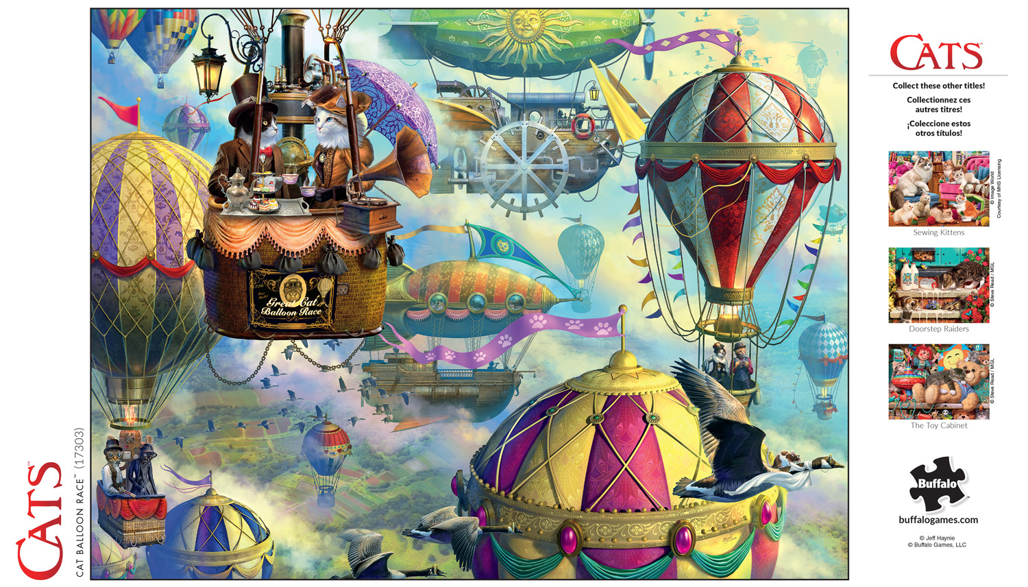 Buffalo Games 750-Piece Jeff Haynie Cat Balloon Race Interlocking Jigsaw Puzzle