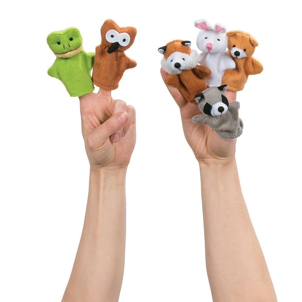 Woodland Animal Plush Finger Puppets Party Favors 12 Pieces