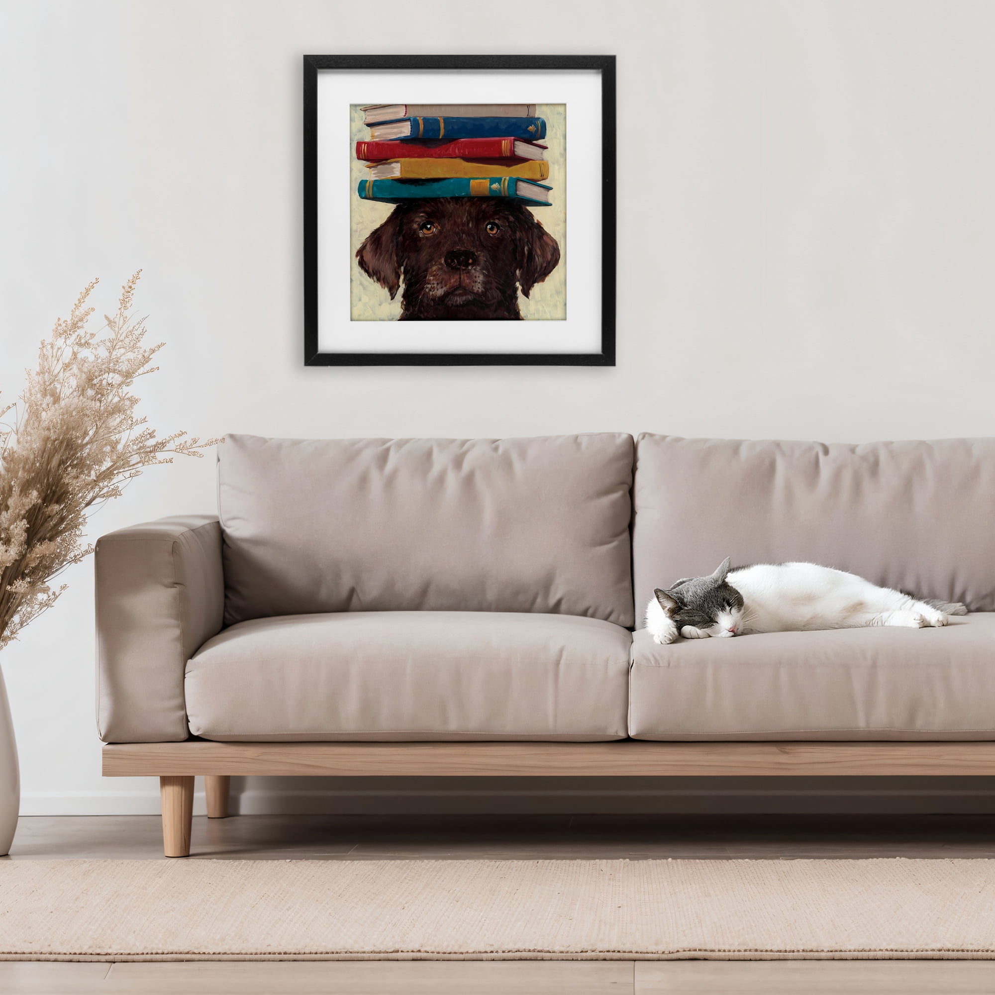 Stupell Industries Studious Abby Dog Black Framed Print Under Glass, design by Studio Bautista