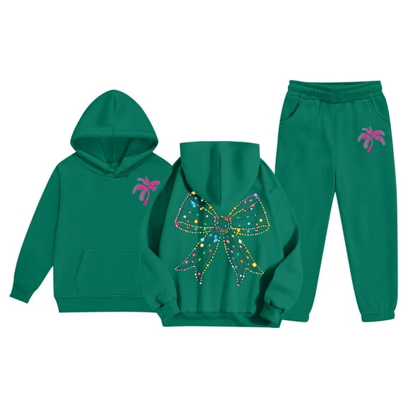 Gyexs Toddler Clothes for Girls Size 2-3 Years Soft and Comfortable Tops Pants, 2pcs Tracksuit Sets (Dark Green, 2-3 Years)