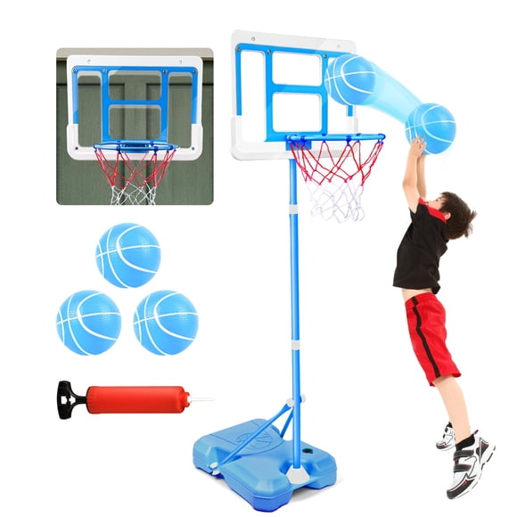 Minicanasta de baloncesto ShyLizard Kids ajustable entre 1,1 y 1,9 m, color azul
