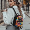 thumbnail image 3 of HELLHERO Black Cat Floral Design Travel Shoulder Bags with Front Pocket Small Backpack Purse for Gym Outing, Polyester Lightweight Back Pack, 3 of 8