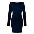thumbnail image 6 of ZHOGXU Women's Dress Long Sleeve V Neck Solid Color Sequins Fashion Comfortable Mini Dresses For Casual Daily Wear,Blue,Xxl, 6 of 8
