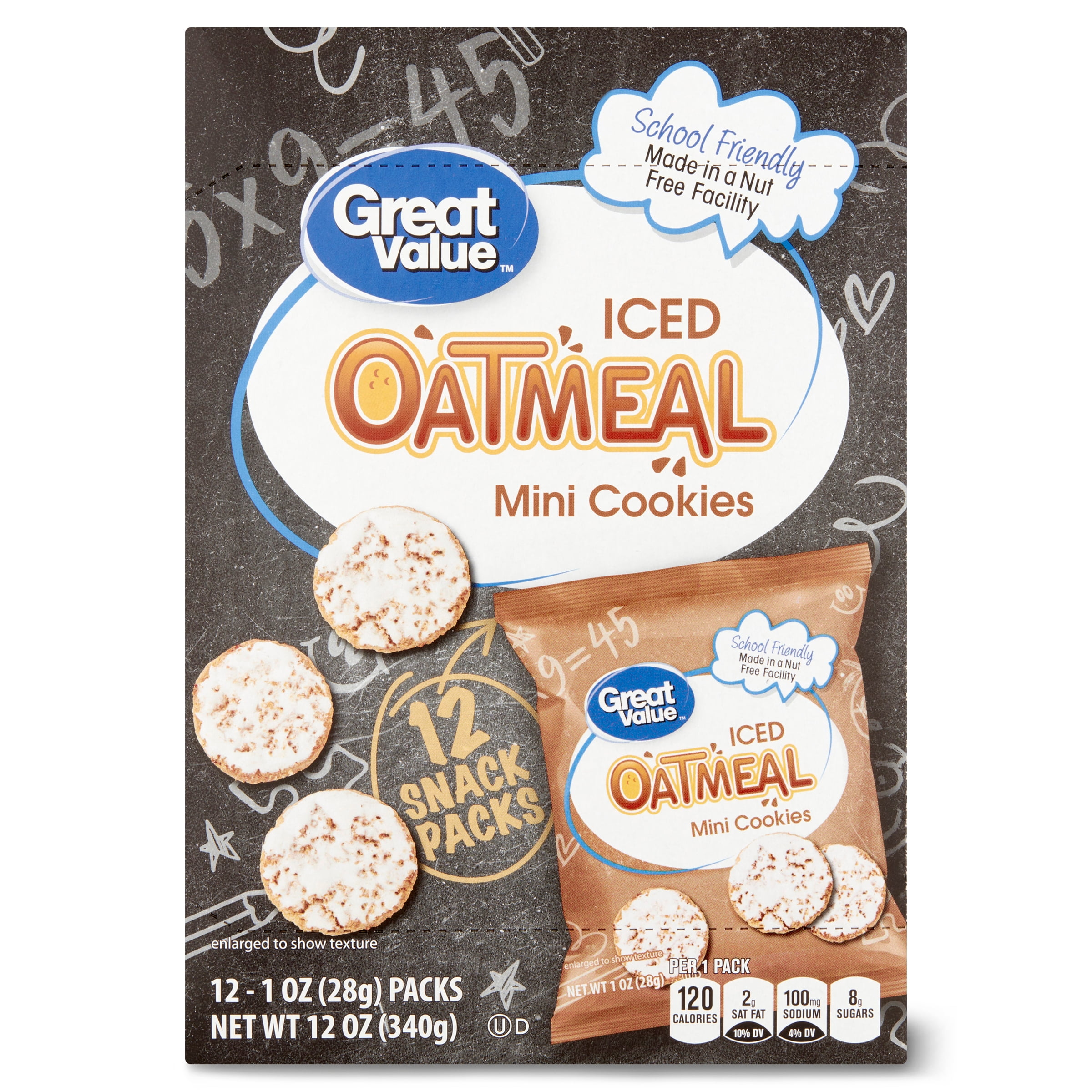Great Value Iced Oatmeal Mini Cookies, 12 oz, 12 Count