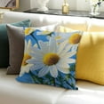 thumbnail image 3 of ZFLMY Throw Pillow Cover Flowers with Yellow Centers for Home Sofa Couch - Decorative Linen Pillowcase Set of 1, Outdoor Use, 3 Sizes 24x24in, 3 of 5