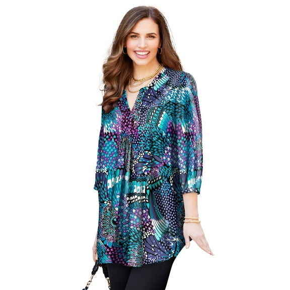 Catherines Women's Plus Size Petite Muse Pintuck Tunic