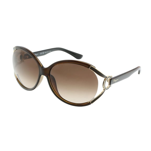 Salvatore Ferragamo Women's Pearl Dark Brown Oval Sunglasses SF600S 220 - Italy