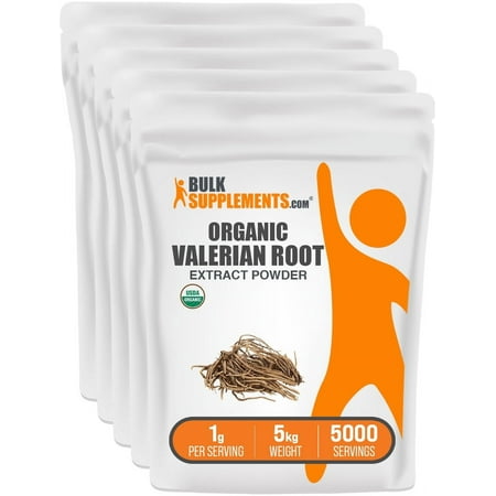 BulkSupplements Organic Valerian Root Extract Powder - 1g per Serving - 5 Kilograms (11 lbs) - 5000 Servings