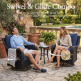 thumbnail image 3 of LayinSun 8 Pieces Patio Furniture Sets with Fire Pit Table, Outdoor Wicker Conversation Set with Swivel Chairs and 6" Thick Cushion for Deck Garden Backyard, 3 of 8