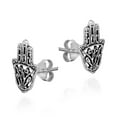 thumbnail image 2 of Tattoo Swirl Hamsa Hand Sterling Silver Stud Earrings | Sterling Silver Stud Earring for women | Hamsa Hand Stud Earrings | Stud Earrings, 2 of 5