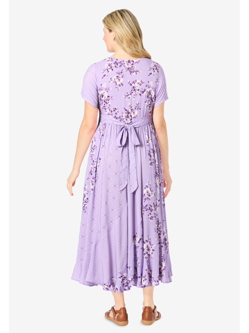 chinese dress ladies Woman Within Plus Size Mixed Print Maxi Dress