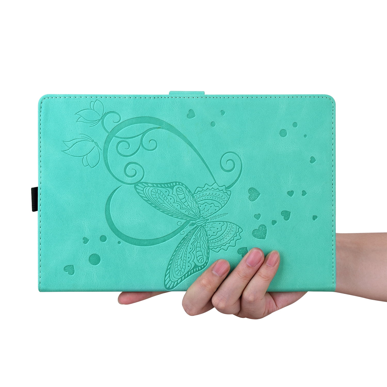Allytechgroup iPad Pro 11 M4 2024 Case, PU Leather Folio Stand Bumper Anti-Scratch Kickstand Butterfly Embossed Shockproof Slim Fit Pencil Holder Case Cover for Apple iPad Pro 11" 2024, Green