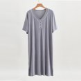 thumbnail image 2 of Miluxas Men's Modal Short Sleeve Nightshirt, V-Neck Button Detail Sleep Shirt, Ultra-Soft Loungewear Nightgown with Side Slits for Men Bronze L(L), 2 of 5
