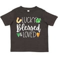 thumbnail image 3 of Inktastic Lucky Blessed and Loved Horseshoe Clover Hearts Boys or Girls Toddler T-Shirt, 3 of 5