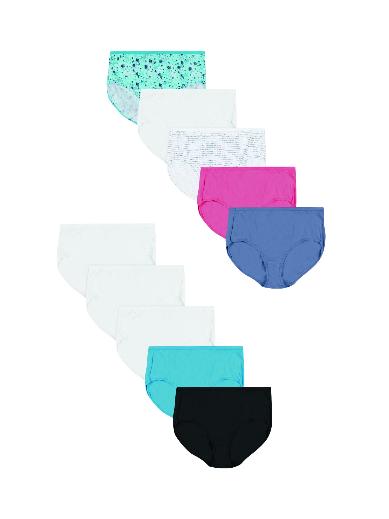Just My Size Women's Cotton Brief Underwear, 10-Pairs
