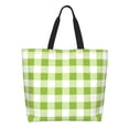 thumbnail image 1 of Balery White Green Plaid Bolsa Tote Estilo Estético con Cremalleras, Bolsa de Hombro, Bolsa de Compras Grande y Plegable, 1 of 8