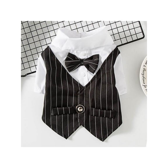 Pet Clothes Dog Shirt Dog Tuxedo Bow Tie Shirt Suitable For Wedding Party Suit Formal Shirt Pet Outfit