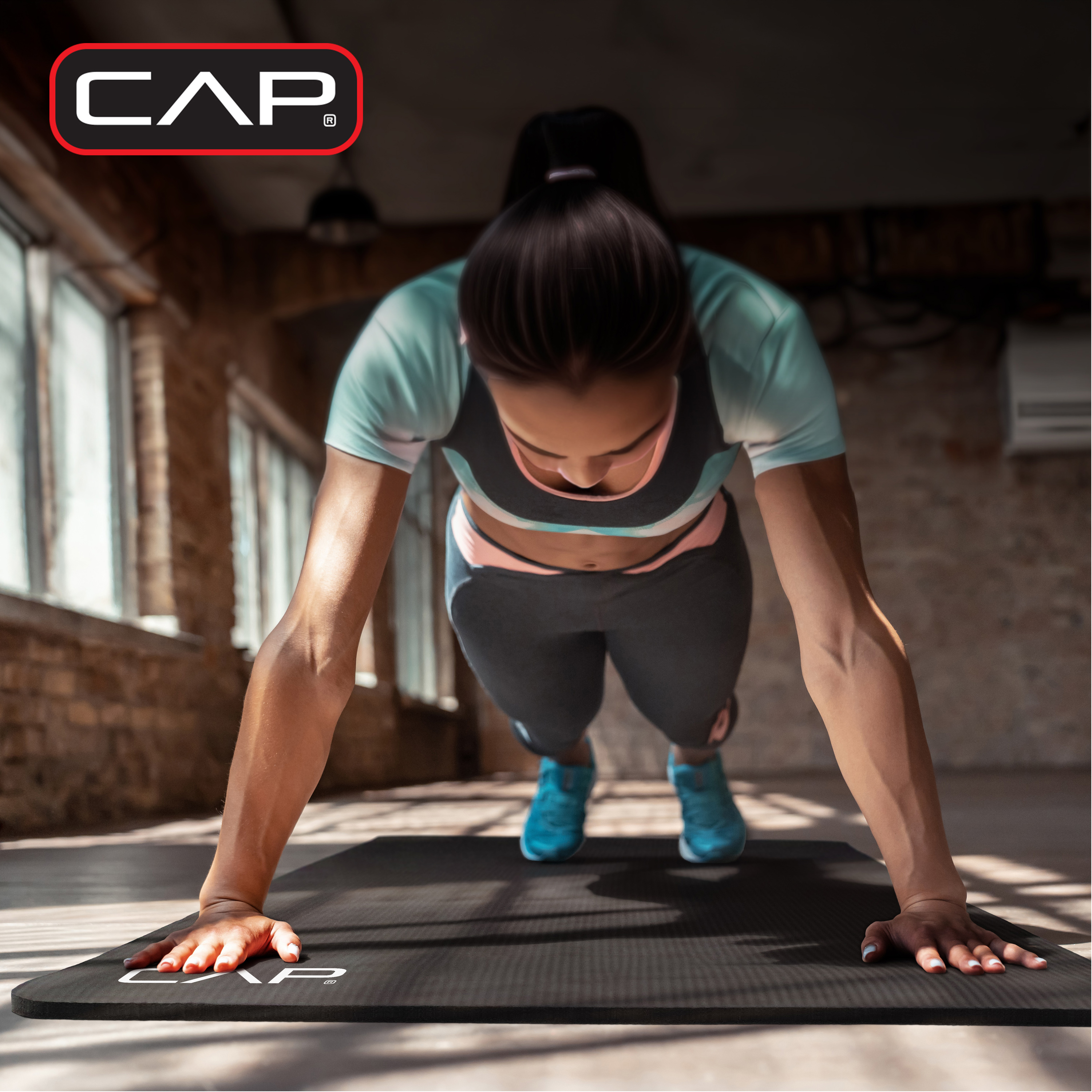 CAP 1/2" Thick Yoga and Exercise Mat, Black photo 6