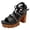 Black, variant on Platform Heels for Women Open Toe Strappy Gladiator Sandals Trendy Studded Chunky Heeled Lace up Pumps Shoes Black Size 7