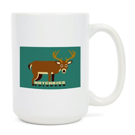 

15 fl oz Ceramic Mug Hotchkiss Colorado Mule Deer Geometric Animal Contour Dishwasher & Microwave Safe