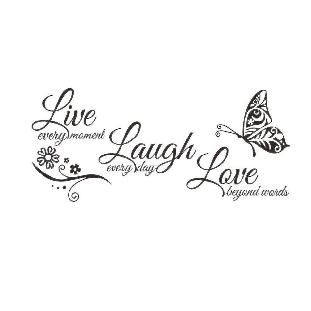Live Love Laugh Set 3 Wall Sticker Motivational Wall Decals(10.6x23, Black)