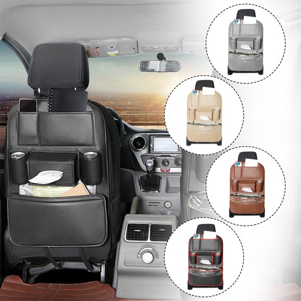 Organizador de maletero para SUV - Bolsa de almacenamiento colgante de asiento de cuero de gran capacidad de 23x17 pulgadas con bolsillos • Espacio ampliable del maletero • Ajuste universal para la