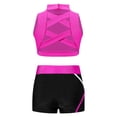 thumbnail image 2 of IEFIEL Kids Girls Sports Gymnastics Suit Sleeveless Crisscross Back Crop Top with Shorts Swimsuit Beachwear Hot Pink 14, 2 of 7