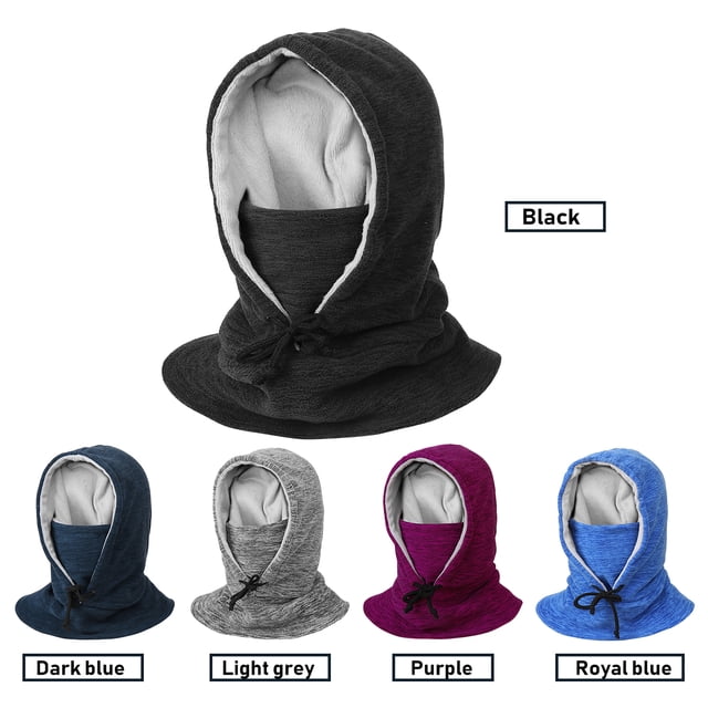 Graflsoa Unisex Winter Cycling Balaclava - Windproof, Full Face Cover, Adjustable Drawstring, Black, One Size (Polyester & Cotton Blend)