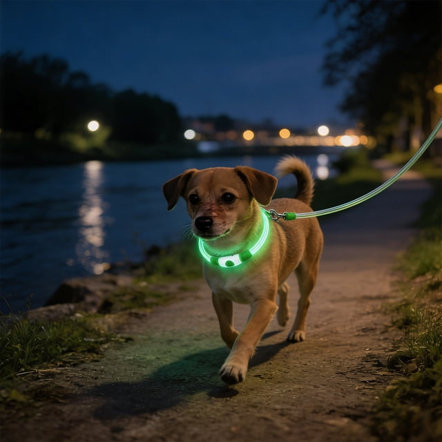 Collar De Plástico Collar de seguridad LED recargable por USB para perros pequeños, medianos y grandes (1 unidad) JASKFLY
