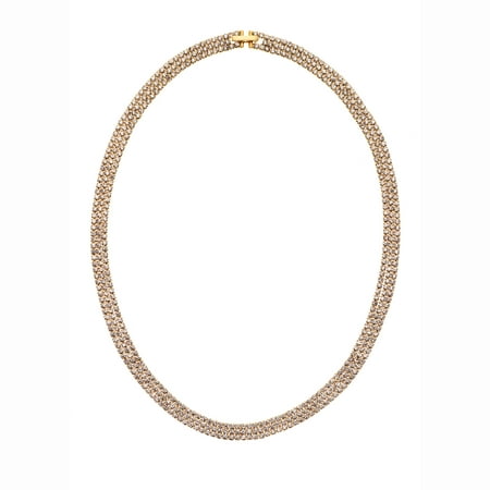 X & O Handset Austrian Crystal 14kt Gold-Plated Three-Row Necklace