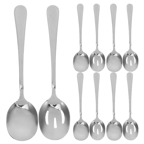 KAKOWELY 1 juego de utensilios de acero inoxidable para servir. Incluye cucharas para servir y cucharas ranuradas para fiestas, cenas, restaurantes y banquetes.