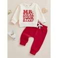 thumbnail image 3 of Baby Todldler Boy Valentines Outfit 0 6 12 18 24 Months 2T 3T Letter Print Long Sleeve Sweatshirt and Elastic Pants 2 Piece Clothes Set, 3 of 9