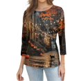 thumbnail image 5 of IYYVV Funny Graphic tees for women Pumpkin Ghost Bats Spiders Halloween Costumes Crewneck 2026 Shirts 3/4 Sleeve T-Shirts Black XL, 5 of 8