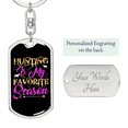 thumbnail image 2 of Hunting My Favorite Season Stainless Steel or 18k Gold Premium Swivel Dog Tag Keychain, 2 of 8