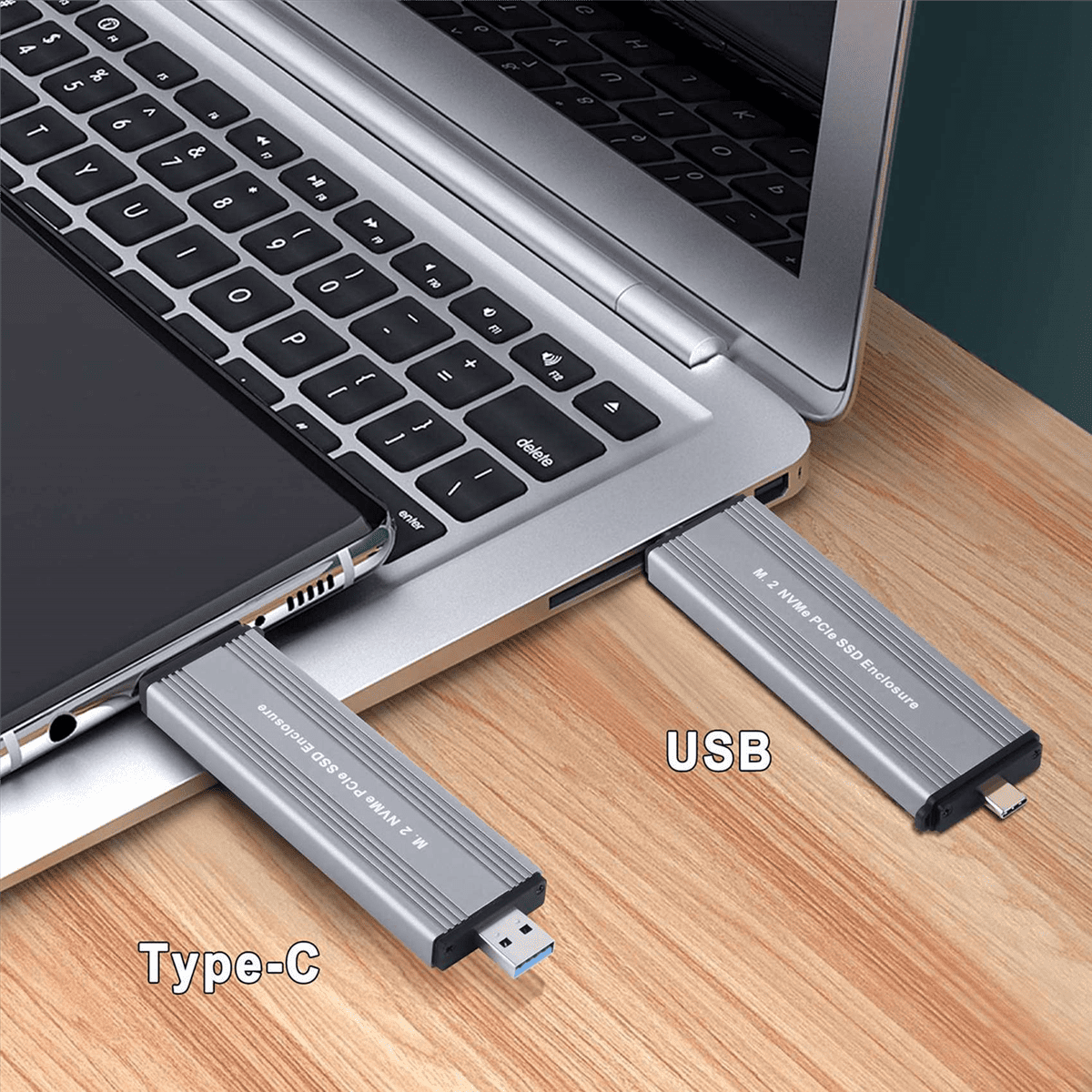 2X M.2 NVME PCIe SSD Enclosure Case with USB C 3.1 Gen 2 USB3.0 to M.2 M Key HDD Enclosure for 2230 2242 2260 2280,2 x HDD Enclosure,Gray