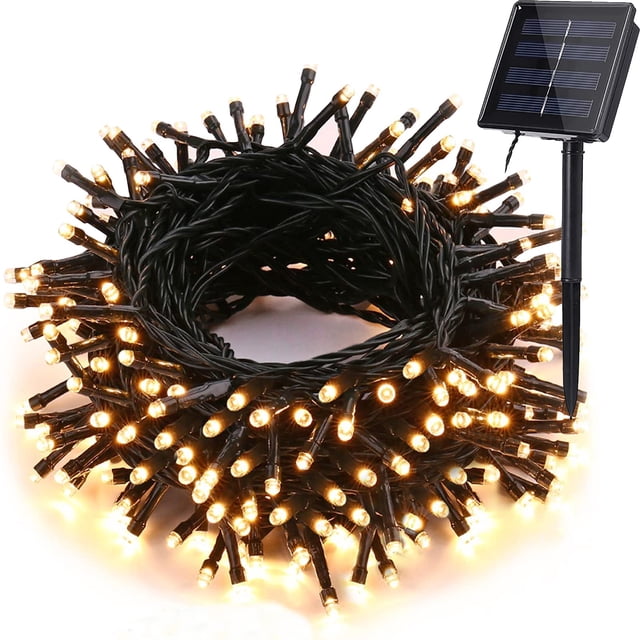 Cadena de luces solares iShabao de 12 m, 100 LED, 8 modos, IP65